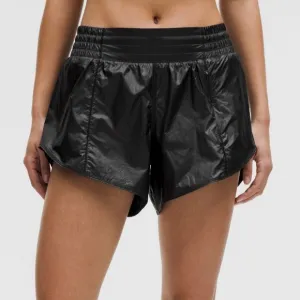 🆕 LULULEMON Hotty Hot High-Rise Lined Short 4&quot;Matte Sheen NWT Black Size 8