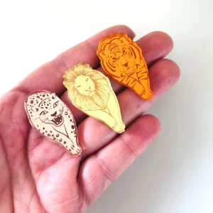 © Mirrored Jungle Cat Charms - 4 pair Set