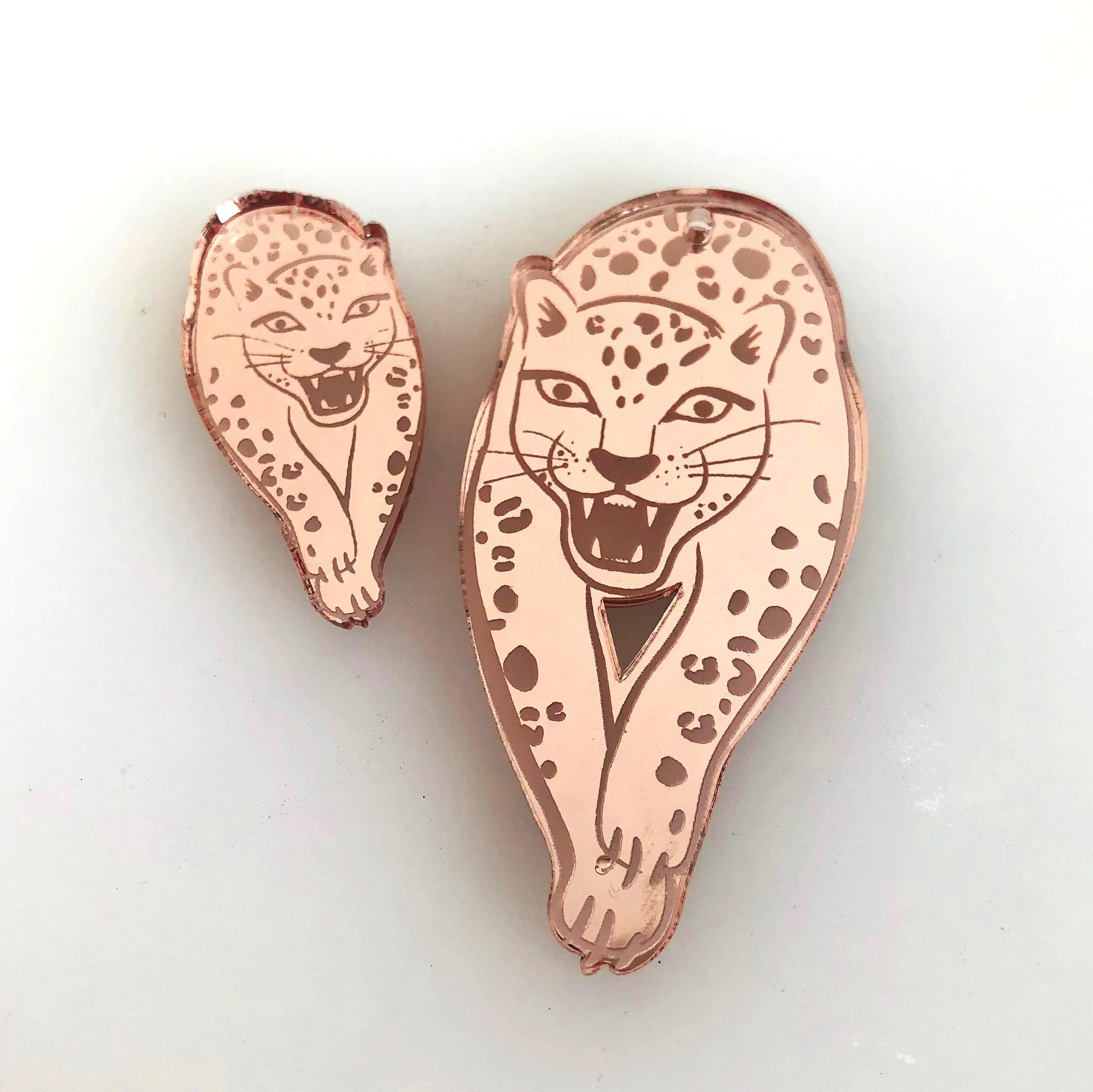 © Mirrored Jungle Cat Charms - 4 pair Set