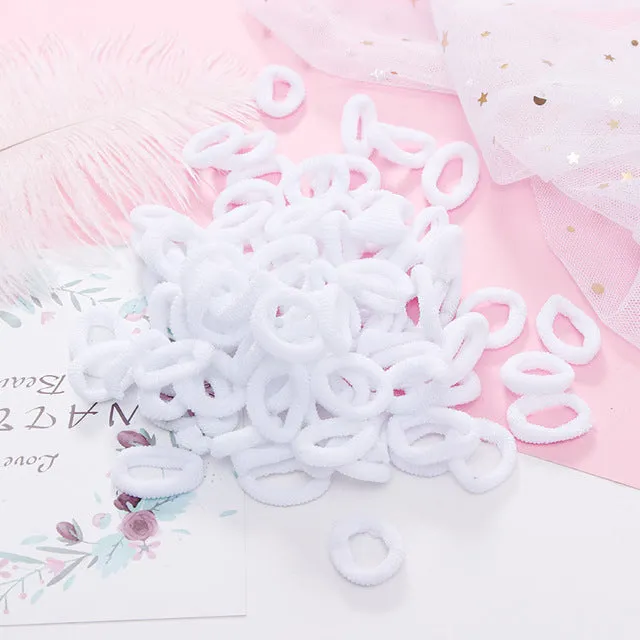 100pcs Wholesale Girls 1.5cm Colorful Small Ring Elastic Hair Bands Ponytail Holder Rubber Bands Scrunchie Kids Hair Accessories