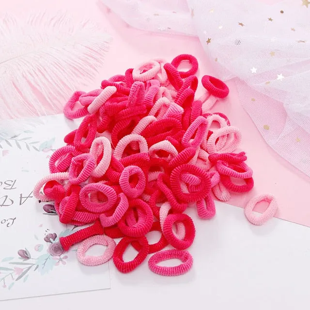 100pcs Wholesale Girls 1.5cm Colorful Small Ring Elastic Hair Bands Ponytail Holder Rubber Bands Scrunchie Kids Hair Accessories