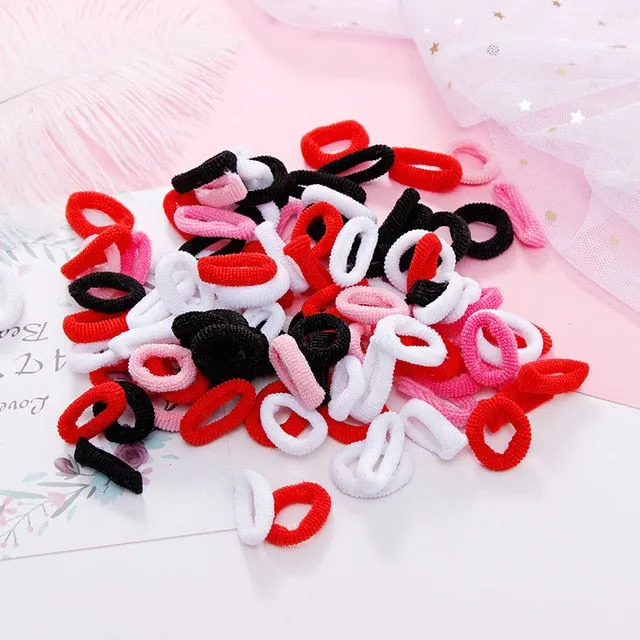 100pcs Wholesale Girls 1.5cm Colorful Small Ring Elastic Hair Bands Ponytail Holder Rubber Bands Scrunchie Kids Hair Accessories