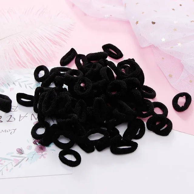 100pcs Wholesale Girls 1.5cm Colorful Small Ring Elastic Hair Bands Ponytail Holder Rubber Bands Scrunchie Kids Hair Accessories