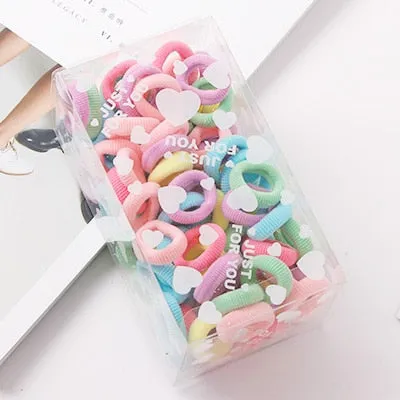 100PCS/Lot 3.0CM Children Cute Small Ring Rubber Bands Tie Gum Ponytail Holder Elastic Hair Band Headband Girls Hair Accessories