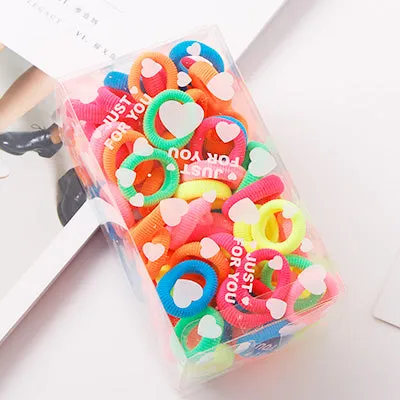 100PCS/Lot 3.0CM Children Cute Small Ring Rubber Bands Tie Gum Ponytail Holder Elastic Hair Band Headband Girls Hair Accessories