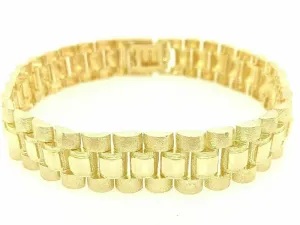 10k Yellow Gold Watch Link Bracelet 9"- 9.5" Adjustable 14.8mm 41 grams