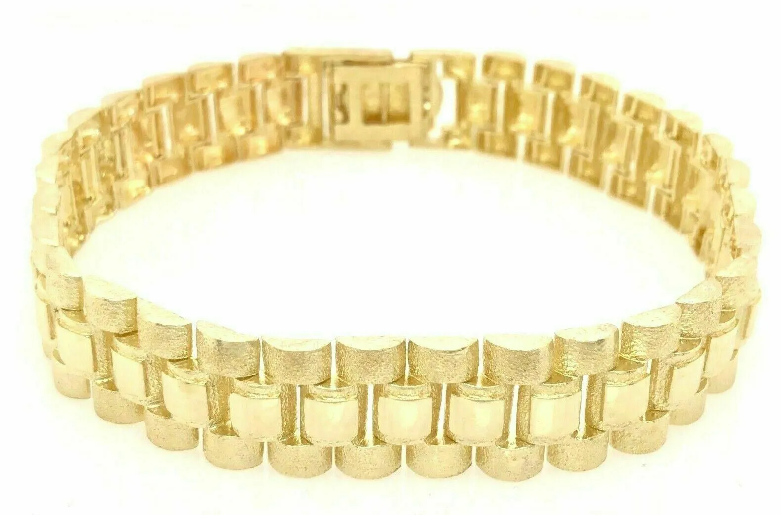 10k Yellow Gold Watch Link Bracelet 9"- 9.5" Adjustable 14.8mm 41 grams