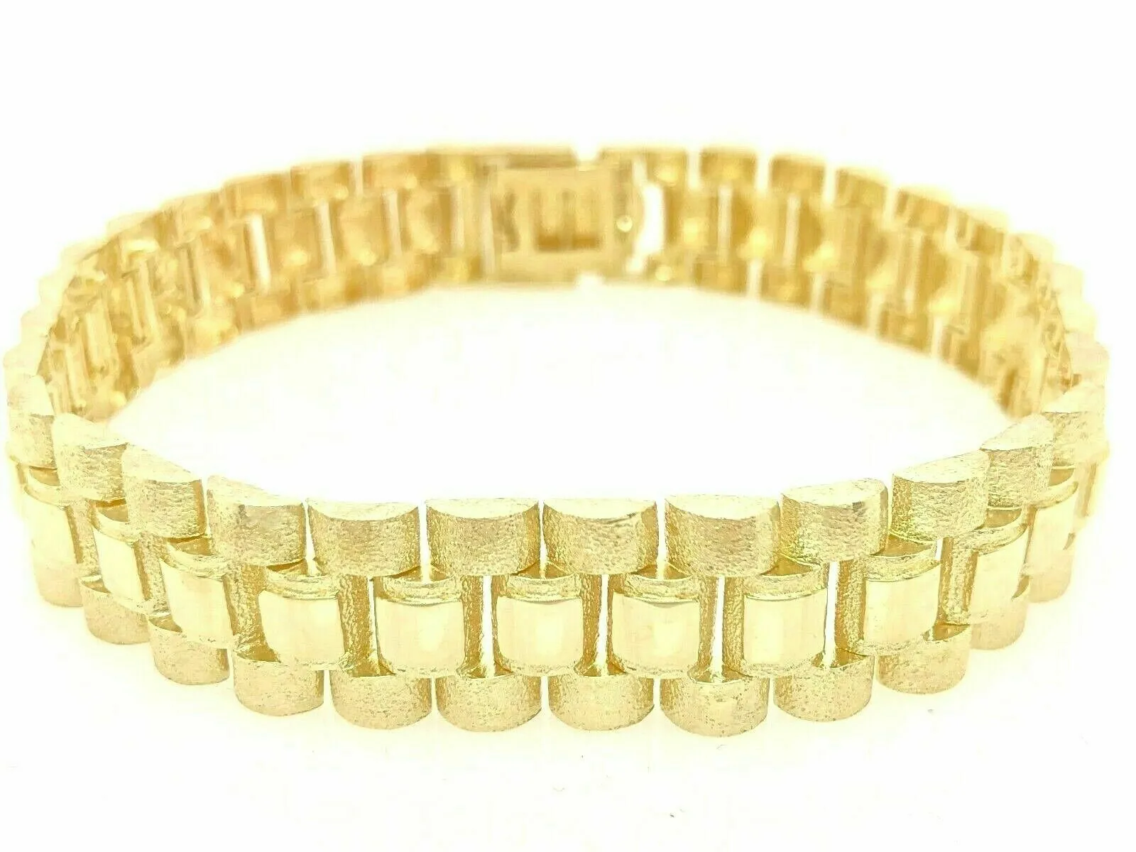 10k Yellow Gold Watch Link Bracelet 9"- 9.5" Adjustable 14.8mm 41 grams