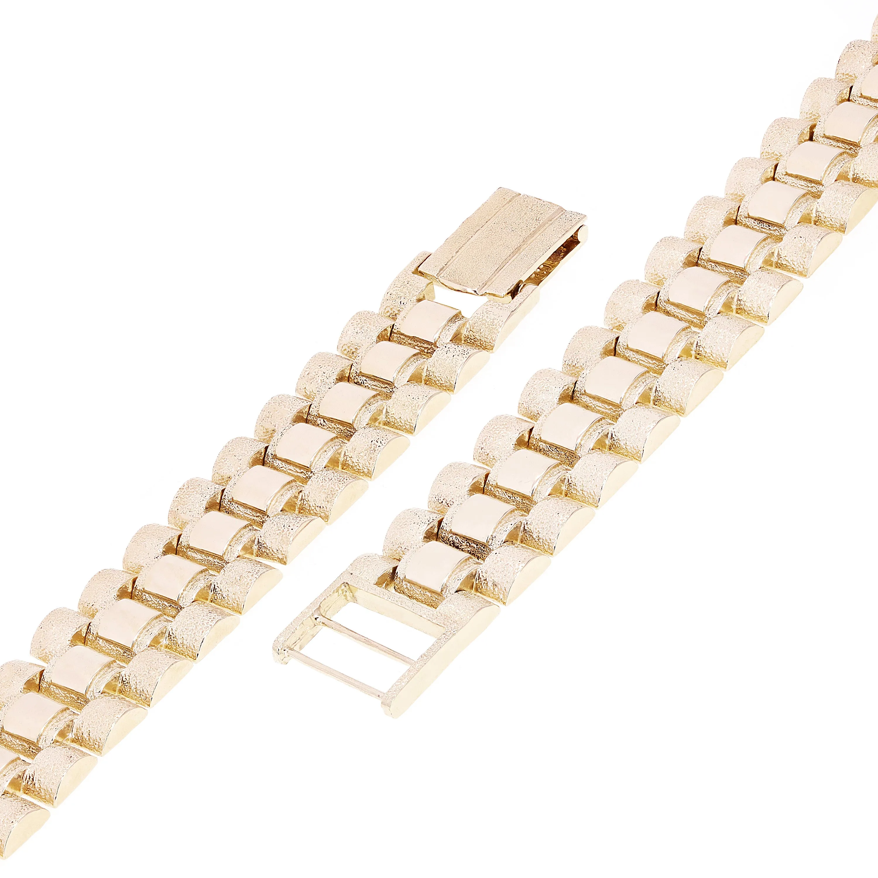 10k Yellow Gold Watch Link Chain Bracelet Adjustable 7-7.5" 14.8mm 31.4 grams