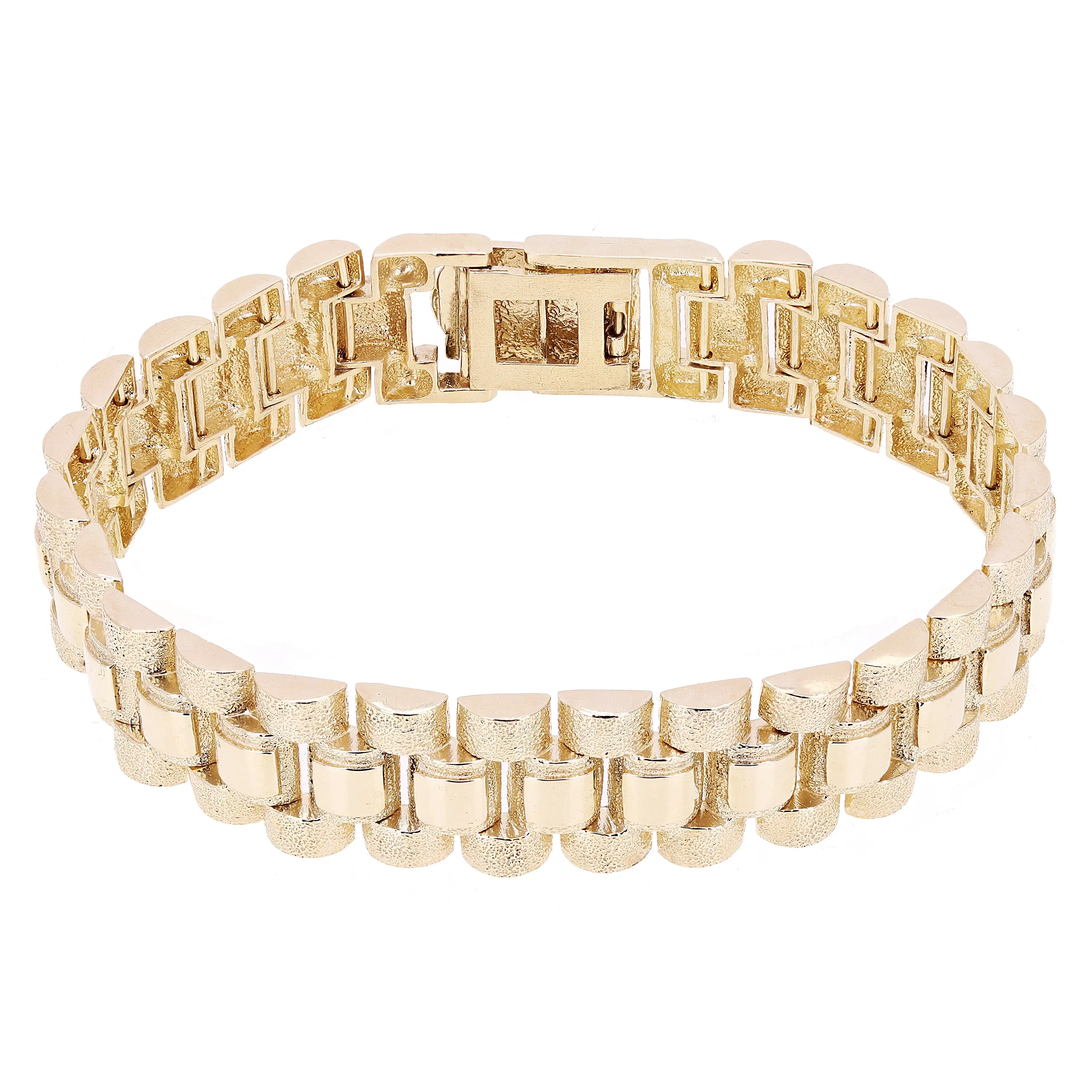 10k Yellow Gold Watch Link Chain Bracelet Adjustable 7-7.5" 14.8mm 31.4 grams