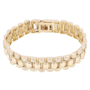 10k Yellow Gold Watch Link Chain Bracelet Adjustable 8.5-9" 14.8mm 38.1 grams