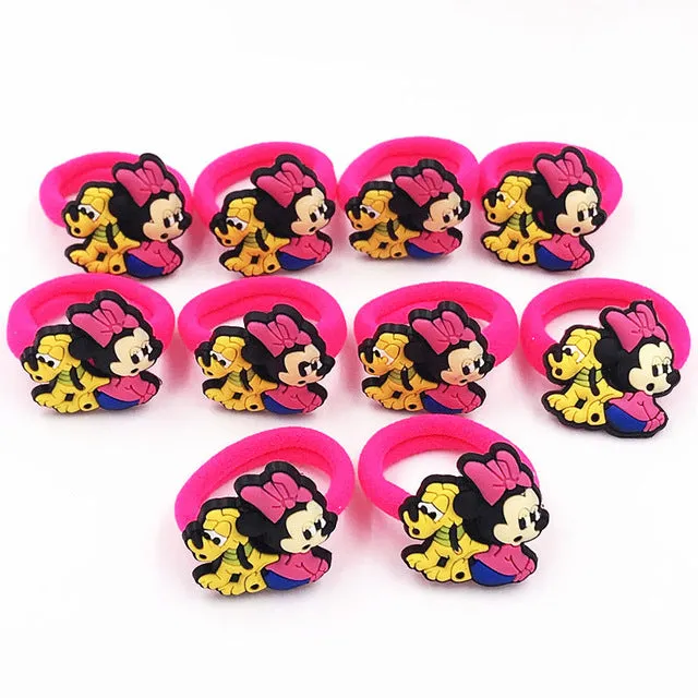 10PCS Nylon Mickey Minnie Daisy Elastic Hair Rubber Band children Headband Kids Hair Accessories Girl Hair Band cartoon Hair gum