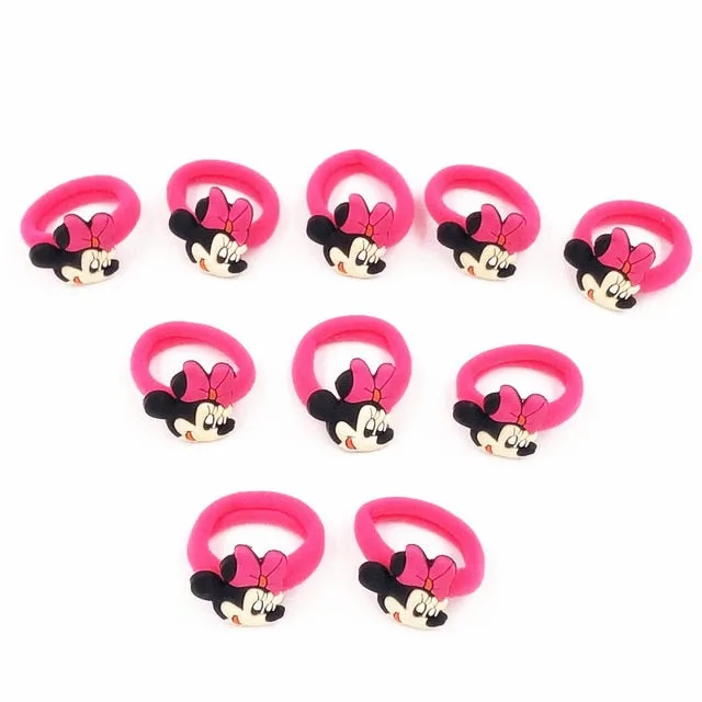 10PCS Nylon Mickey Minnie Daisy Elastic Hair Rubber Band children Headband Kids Hair Accessories Girl Hair Band cartoon Hair gum