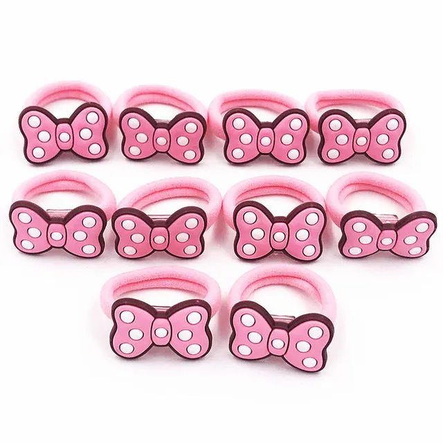10PCS Nylon Mickey Minnie Daisy Elastic Hair Rubber Band children Headband Kids Hair Accessories Girl Hair Band cartoon Hair gum