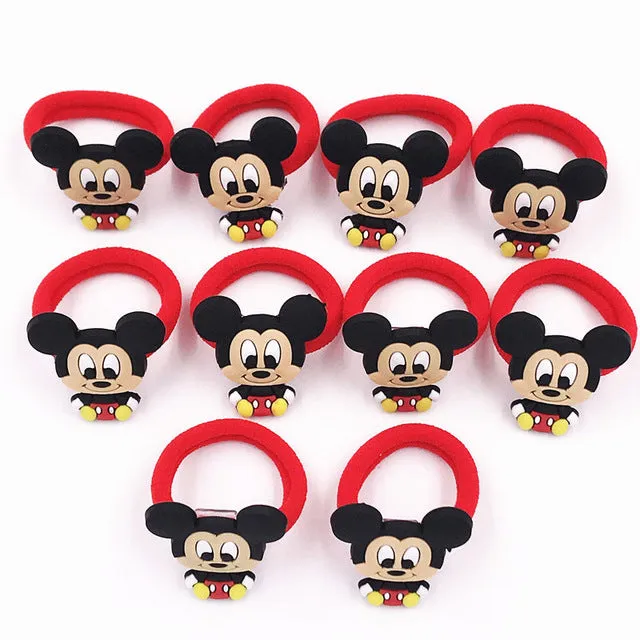 10PCS Nylon Mickey Minnie Daisy Elastic Hair Rubber Band children Headband Kids Hair Accessories Girl Hair Band cartoon Hair gum