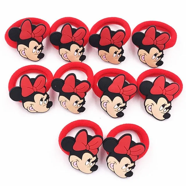 10PCS Nylon Mickey Minnie Daisy Elastic Hair Rubber Band children Headband Kids Hair Accessories Girl Hair Band cartoon Hair gum