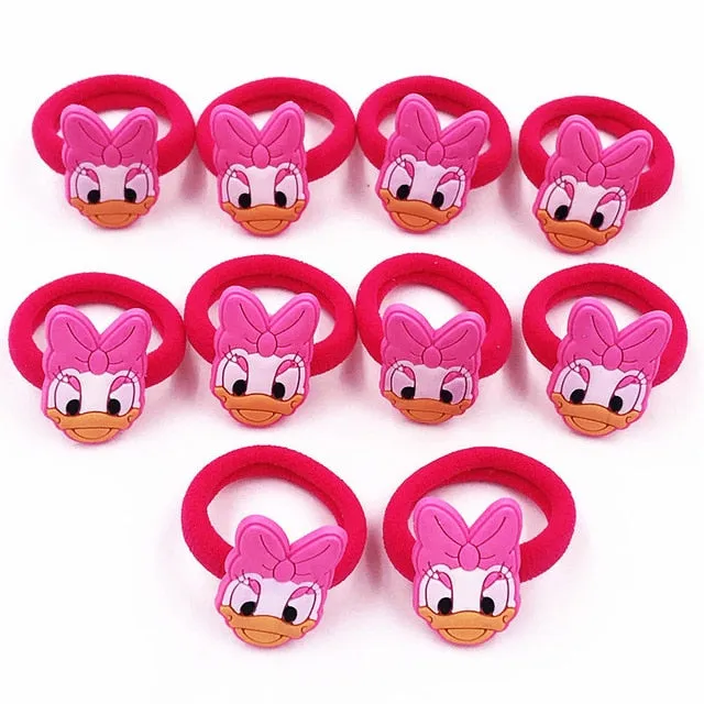 10PCS Nylon Mickey Minnie Daisy Elastic Hair Rubber Band children Headband Kids Hair Accessories Girl Hair Band cartoon Hair gum