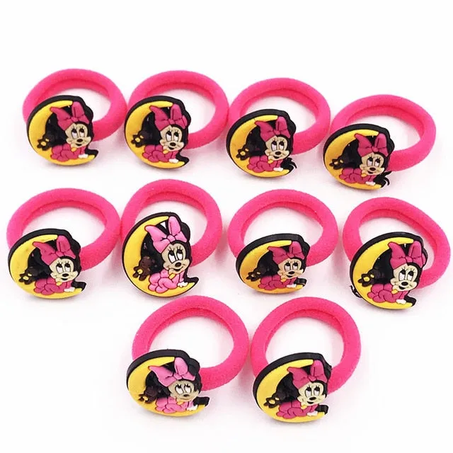 10PCS Nylon Mickey Minnie Daisy Elastic Hair Rubber Band children Headband Kids Hair Accessories Girl Hair Band cartoon Hair gum
