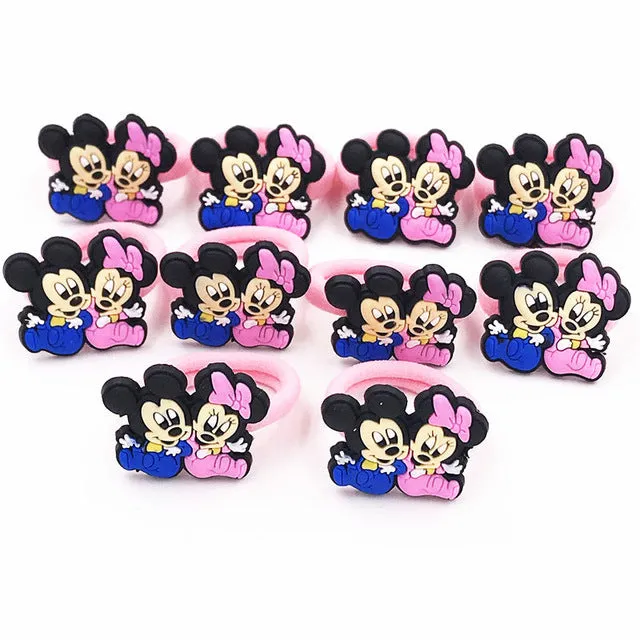10PCS Nylon Mickey Minnie Daisy Elastic Hair Rubber Band children Headband Kids Hair Accessories Girl Hair Band cartoon Hair gum