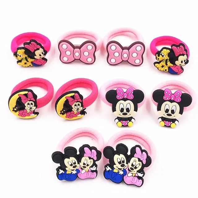 10PCS Nylon Mickey Minnie Daisy Elastic Hair Rubber Band children Headband Kids Hair Accessories Girl Hair Band cartoon Hair gum