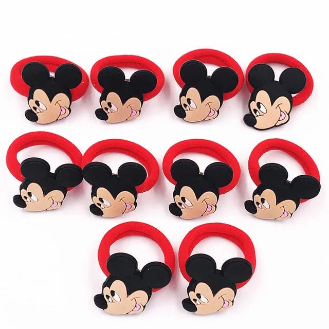 10PCS Nylon Mickey Minnie Daisy Elastic Hair Rubber Band children Headband Kids Hair Accessories Girl Hair Band cartoon Hair gum