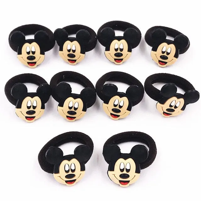 10PCS Nylon Mickey Minnie Daisy Elastic Hair Rubber Band children Headband Kids Hair Accessories Girl Hair Band cartoon Hair gum
