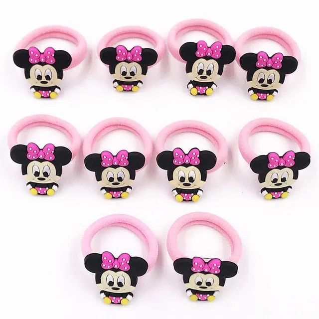 10PCS Nylon Mickey Minnie Daisy Elastic Hair Rubber Band children Headband Kids Hair Accessories Girl Hair Band cartoon Hair gum
