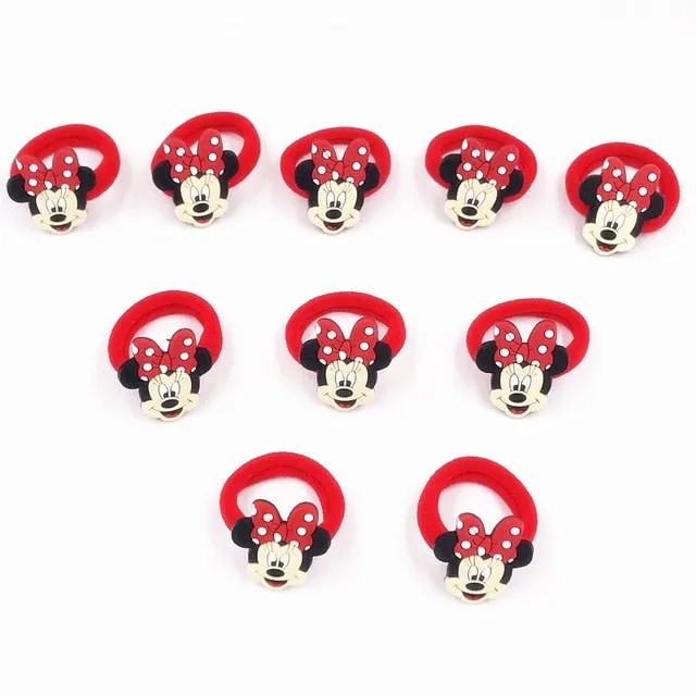10PCS Nylon Mickey Minnie Daisy Elastic Hair Rubber Band children Headband Kids Hair Accessories Girl Hair Band cartoon Hair gum