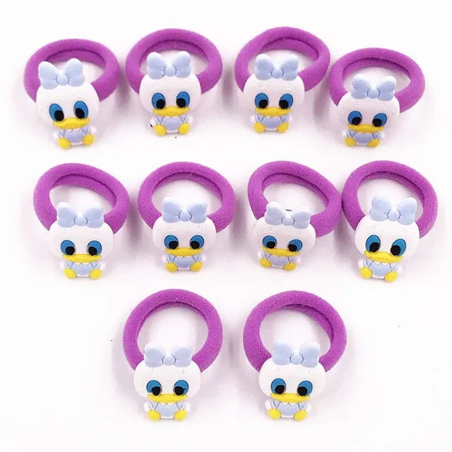 10PCS Nylon Mickey Minnie Daisy Elastic Hair Rubber Band children Headband Kids Hair Accessories Girl Hair Band cartoon Hair gum