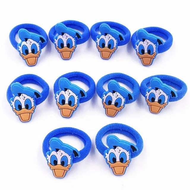 10PCS Nylon Mickey Minnie Daisy Elastic Hair Rubber Band children Headband Kids Hair Accessories Girl Hair Band cartoon Hair gum