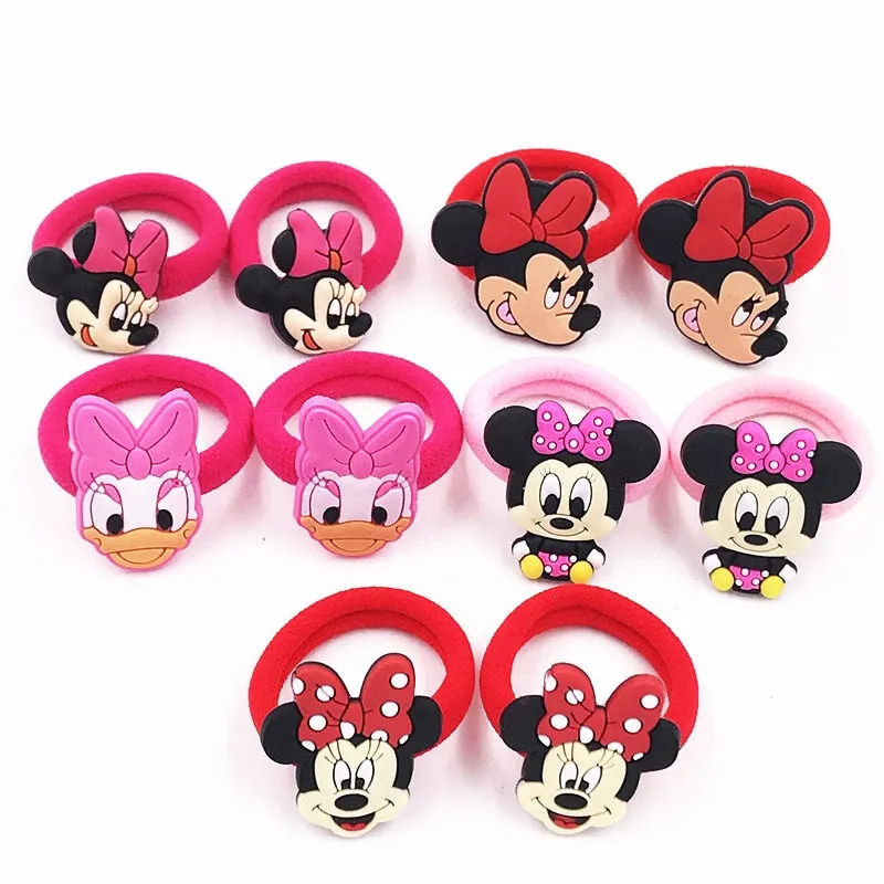 10PCS Nylon Mickey Minnie Daisy Elastic Hair Rubber Band children Headband Kids Hair Accessories Girl Hair Band cartoon Hair gum