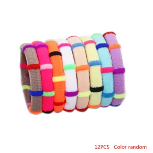 12pcs Color Random Girls Elastic Hair Bands Rubber Headbands Cute Head Decoration Accessories