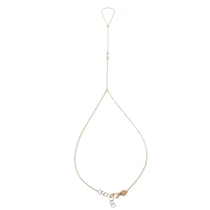 14K Gold Single Bezel White Sapphire Foot Lariat Ankle Bracelet