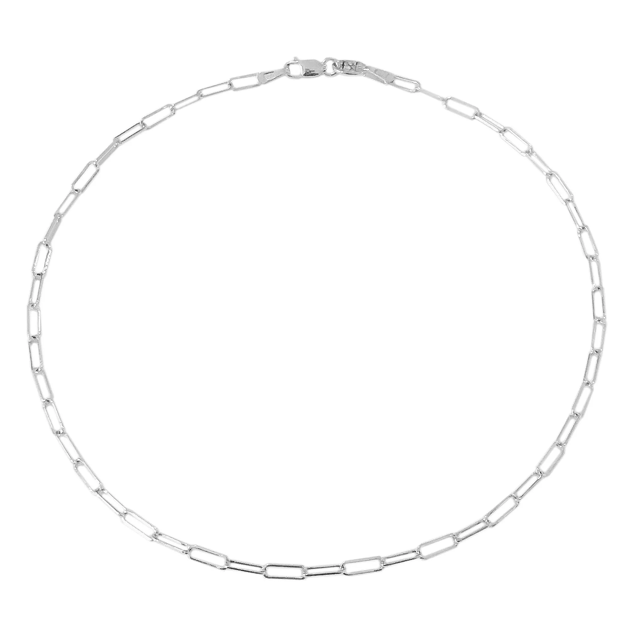 14K Gold Thin Elongated Oval Link Ankle Bracelet, Small Size Links