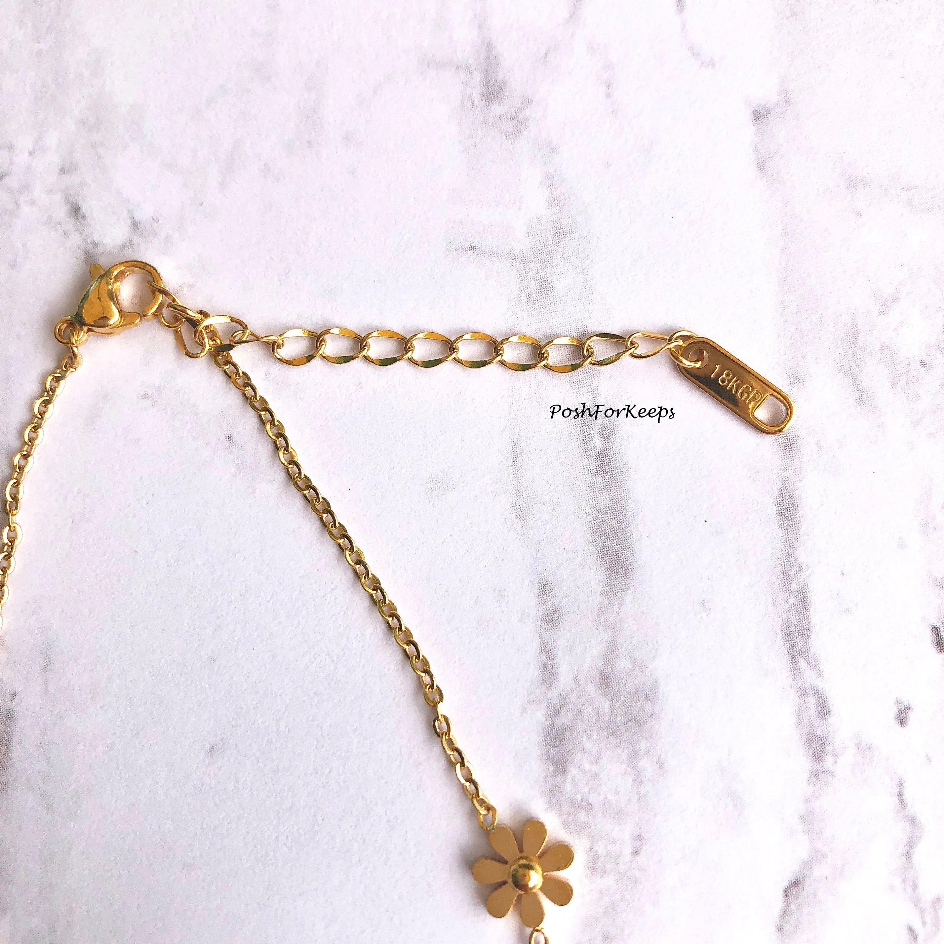 18K GOLD DAISY FLOWER ANKLET