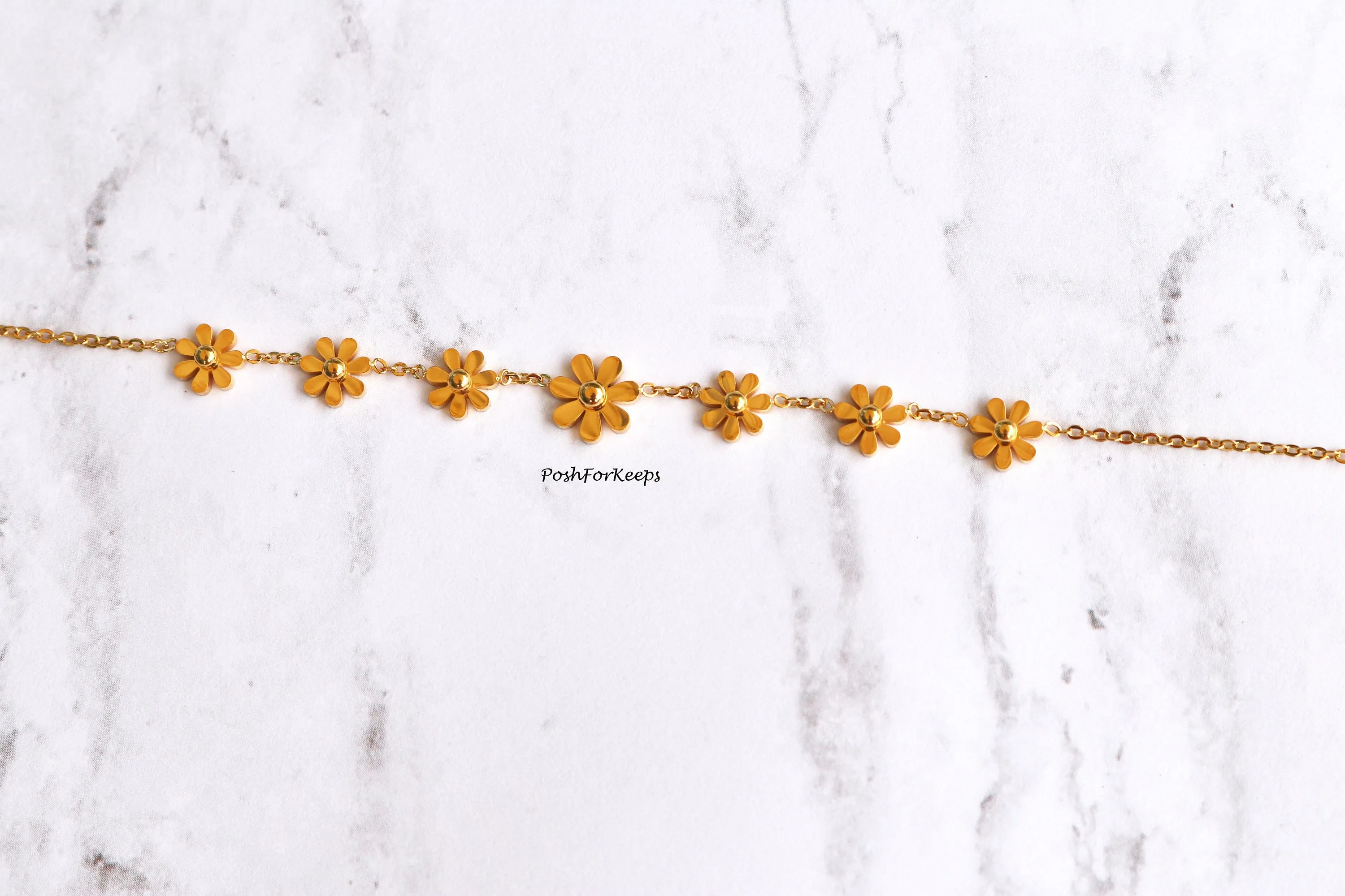 18K GOLD DAISY FLOWER ANKLET