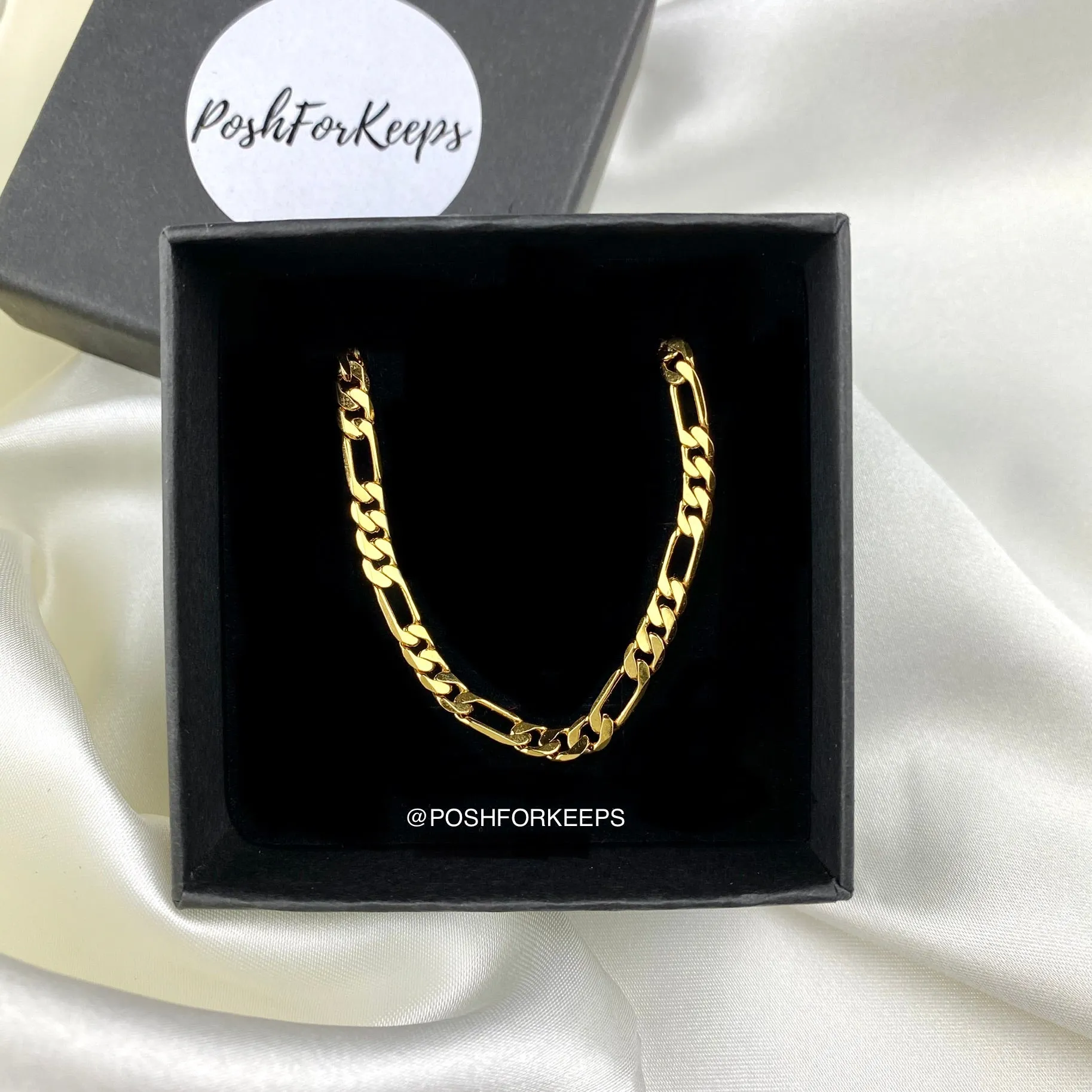 18K GOLD FIGARO ANKLET