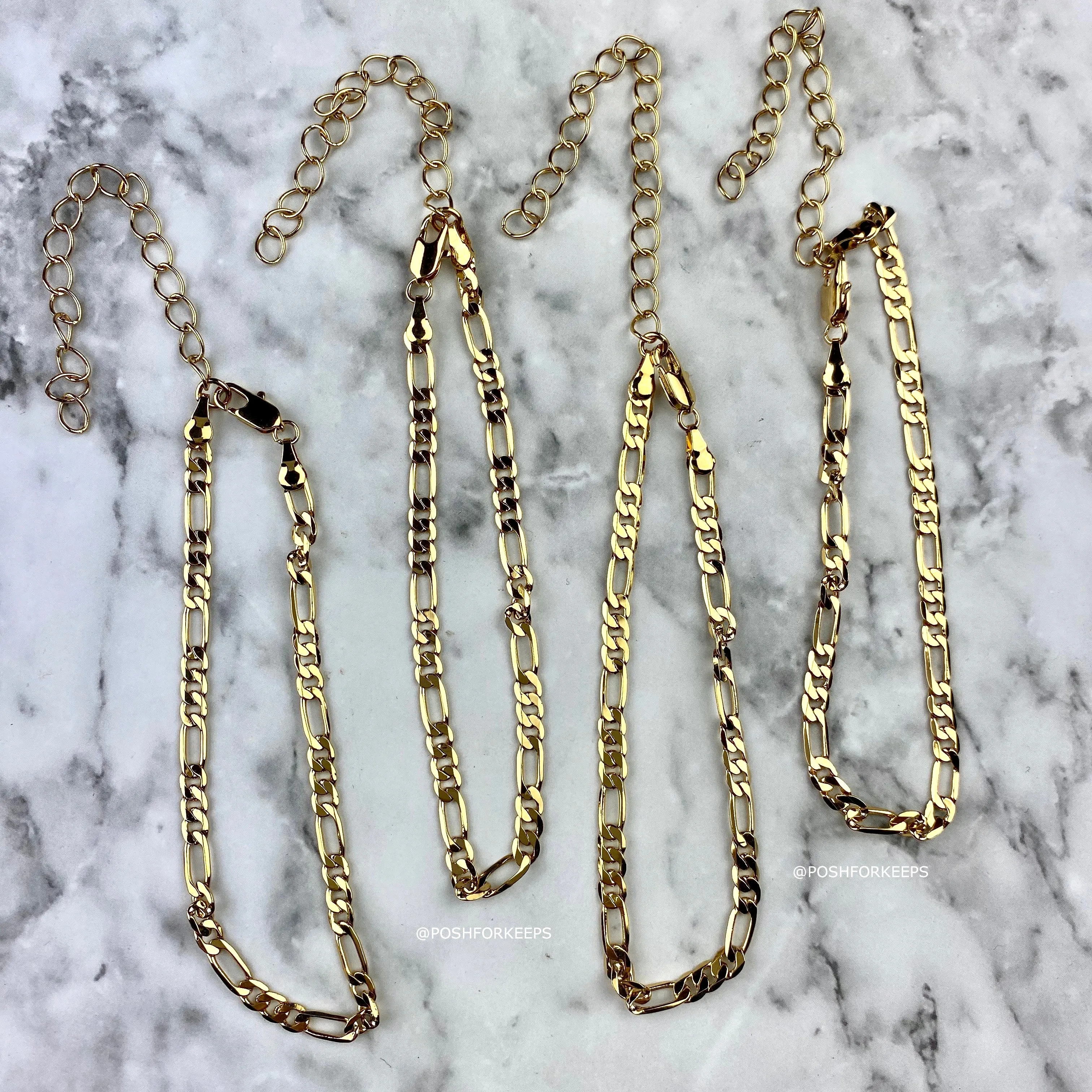 18K GOLD FIGARO ANKLET