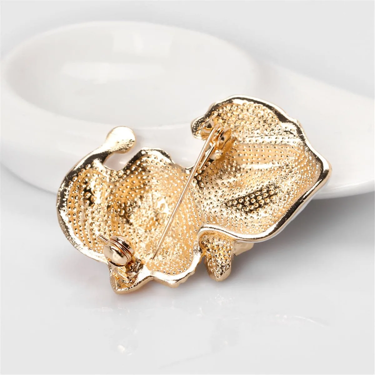 18K Gold-Plated & Cubic Zirconia Hatted Black Cat Brooch