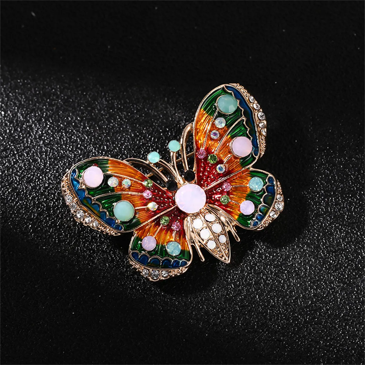 18K Gold-Plated Cubic Zirconia Butterfly Brooch