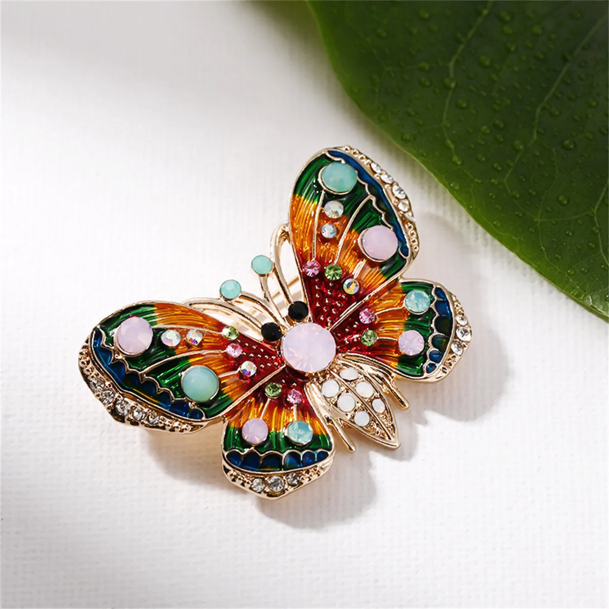 18K Gold-Plated Cubic Zirconia Butterfly Brooch