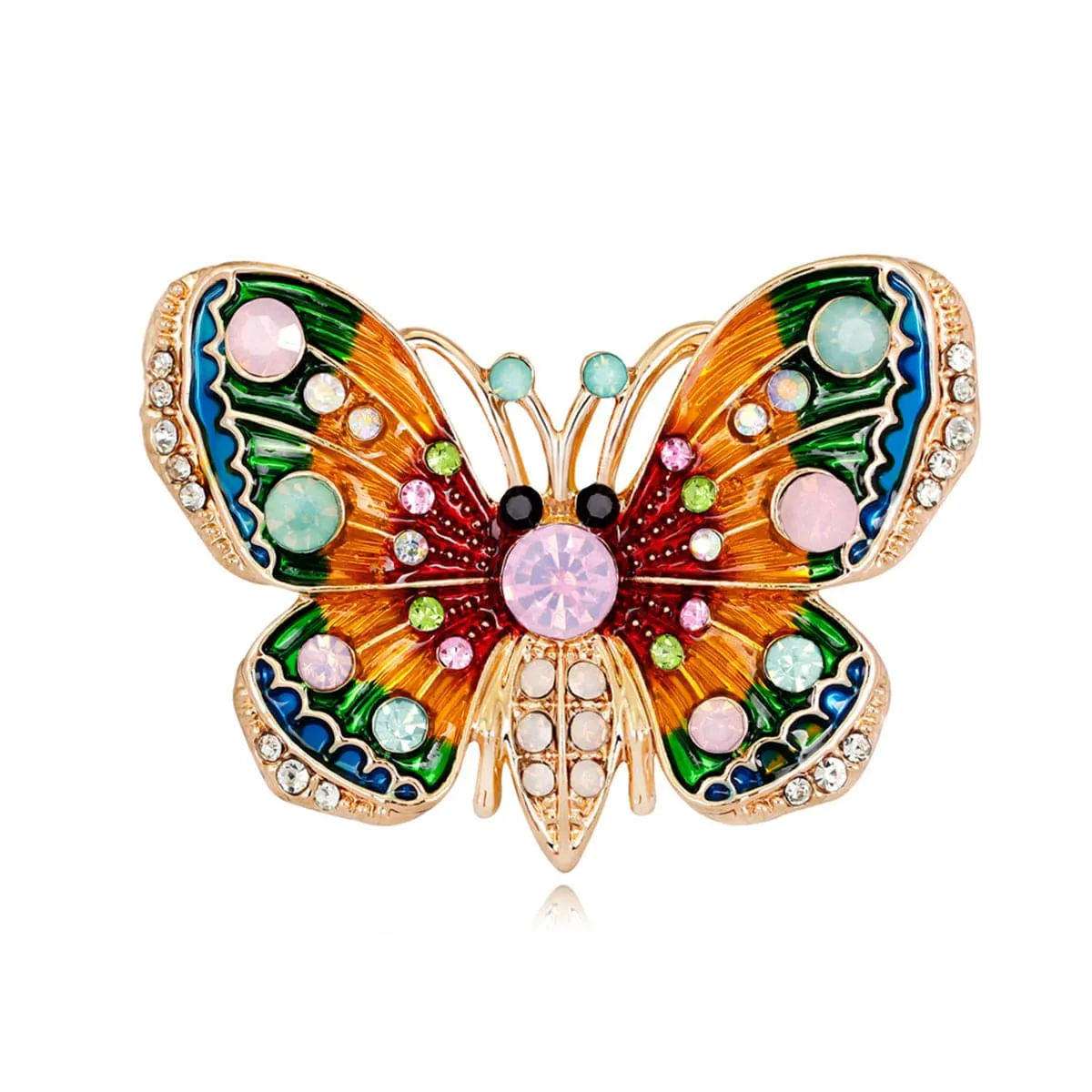 18K Gold-Plated Cubic Zirconia Butterfly Brooch