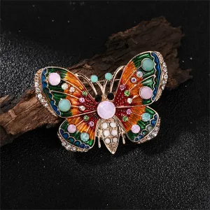 18K Gold-Plated Cubic Zirconia Butterfly Brooch