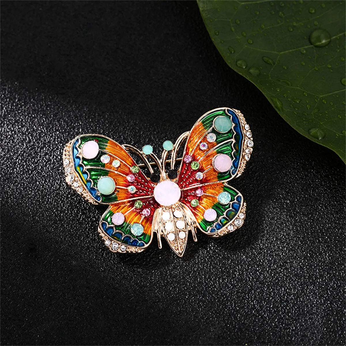 18K Gold-Plated Cubic Zirconia Butterfly Brooch