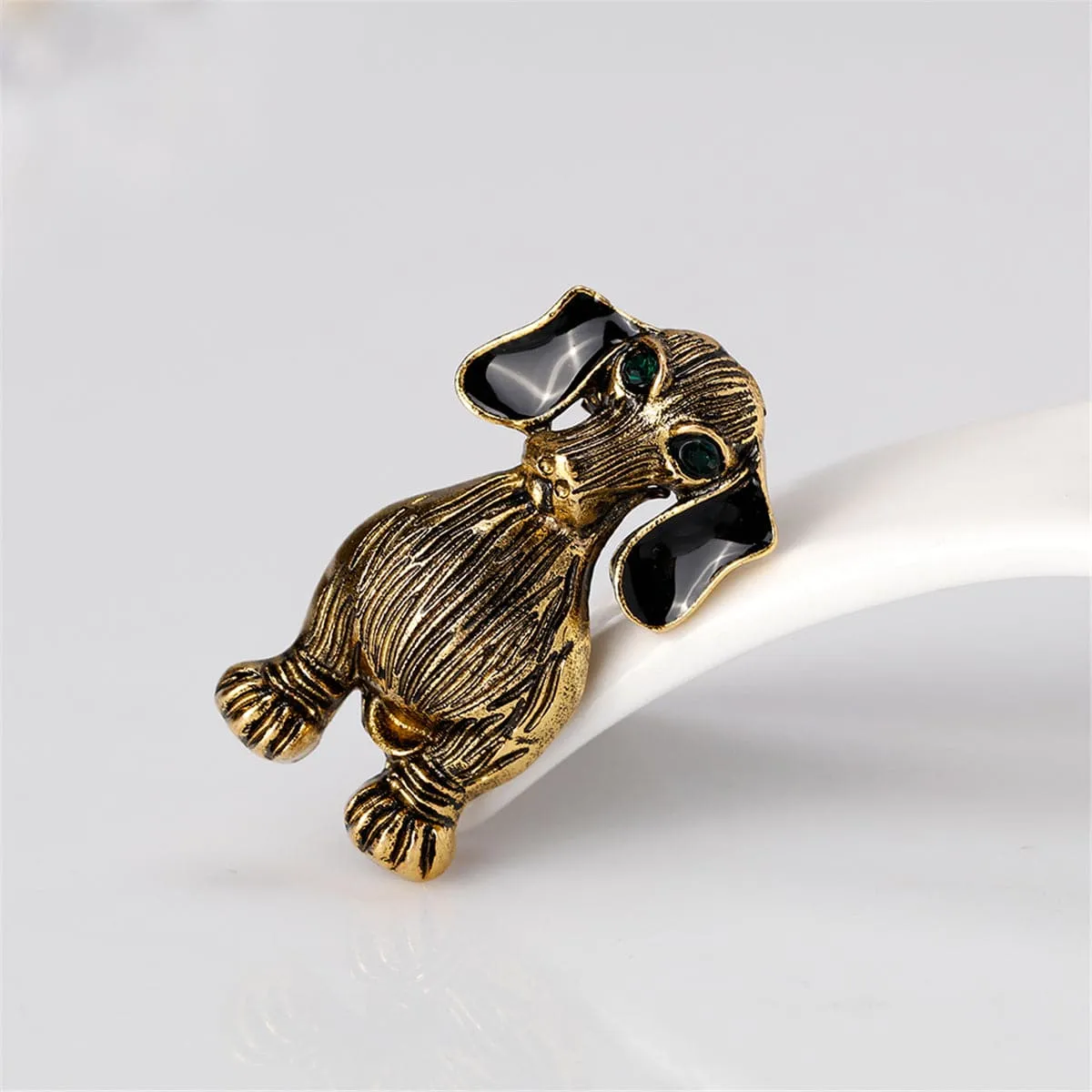 18K Gold-Plated Dog Brooch