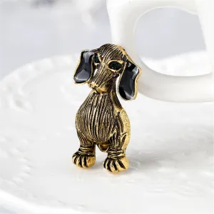18K Gold-Plated Dog Brooch