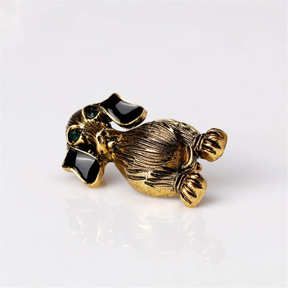 18K Gold-Plated Dog Brooch