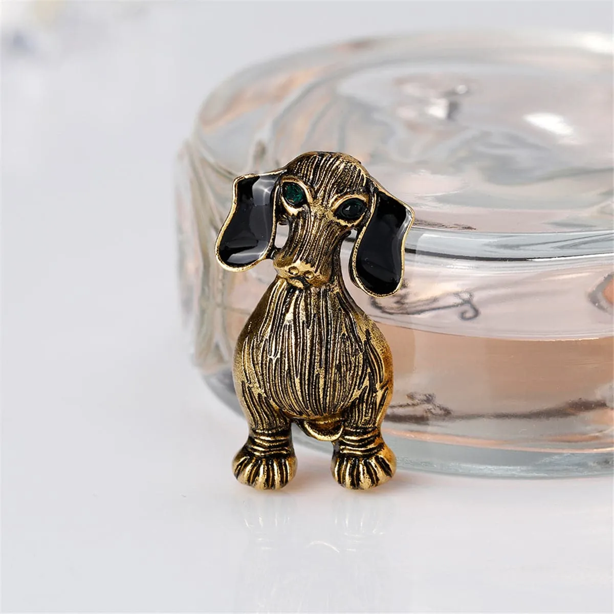 18K Gold-Plated Dog Brooch