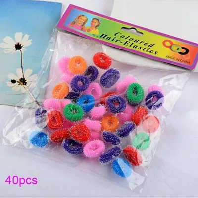 1Pack Small Ring Hair Bands Girls Colorful Elastic Hair Rope Tie Gums Kids Rubber Band Ponytail Holder Hair Accessories headwear