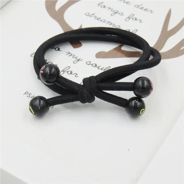 1PCS Lovely Clover Gray Ball Elastic Hair Bands Toys For Girls Handmade Bow Headband Scrunchy Kids Hair Accessories For Womens